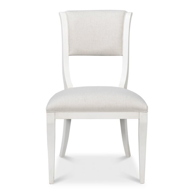 2020s Klismos Dining Chairs in White with Cream Seats, Sets of 2 For Sale - Image 5 of 11