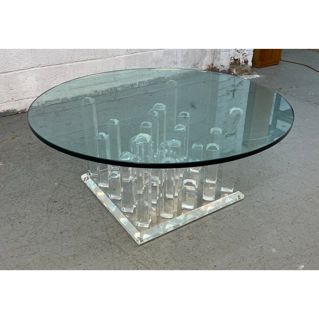 Mid-Century Modern Mid-Century Hollis Jones "Skyscraper" Style Lucite Coffee Table W/ Glass Top For Sale - Image 3 of 9