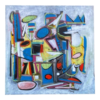 John Schwab Bucks County, Pa Abstract Expressionist Cubist Oil Painting Kandinsky Style For Sale