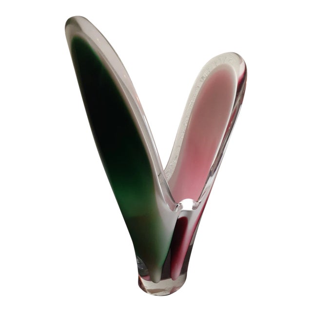 1962 Signed Flygsfors Coquille Paul Kedelv Sweden Sommerso Vase For Sale