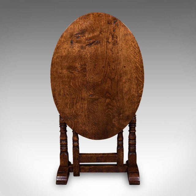Vintage Folding Oval Occasional Table, English, Gate Leg, Side, Jacobean Revival For Sale - Image 9 of 12