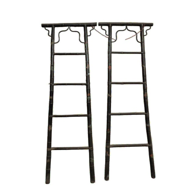This matching pair of antique decorative ladders is handmade from bamboo retrieved from Shanxi Province. Finished in a...