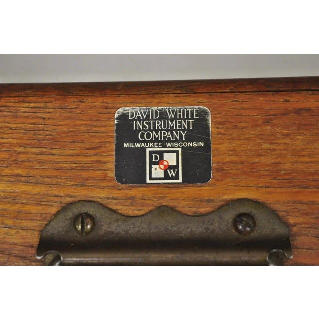 Vintage David White Instrument Surveying Equipment Plane Utility Level Oak Case For Sale - Image 9 of 12