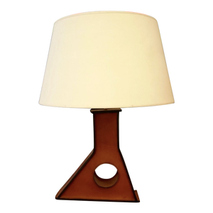 Saddle Stitch Leather Table Lamp, 1960's