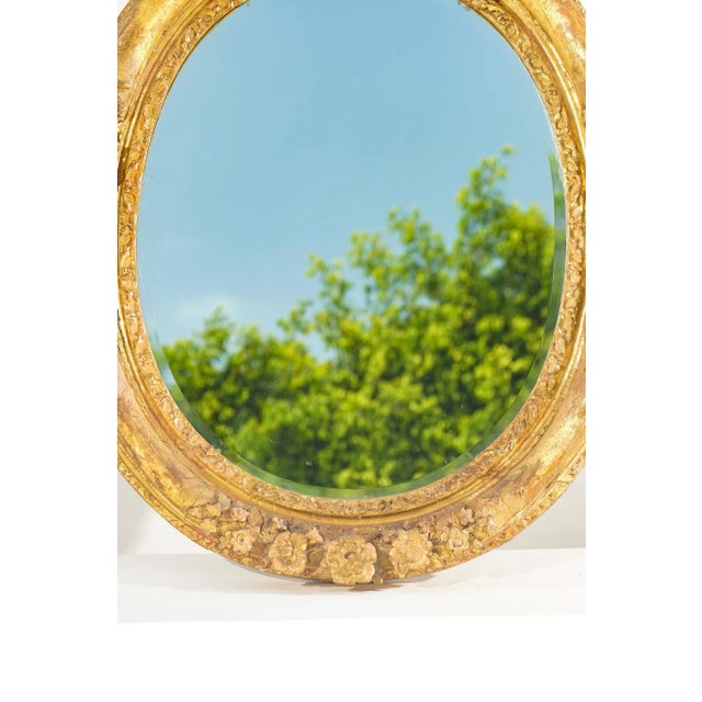 French 18th C. French Oval Giltwood Mirror For Sale - Image 3 of 5