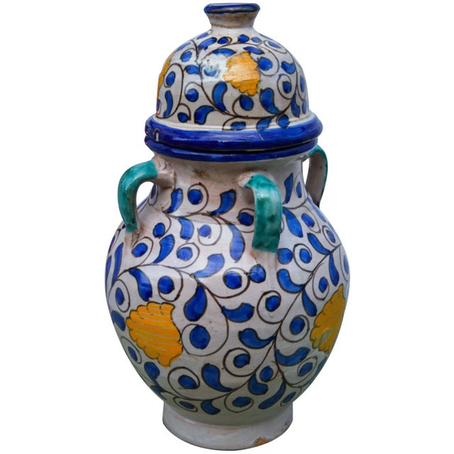 Mid 20th Century Blue & Orange Moroccan Vase For Sale In New York - Image 6 of 10