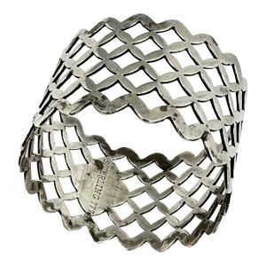 Unusual Fancy Reticulayed Style Antique American Sterling Silver Napkin Ring Circa Very Early 1900s