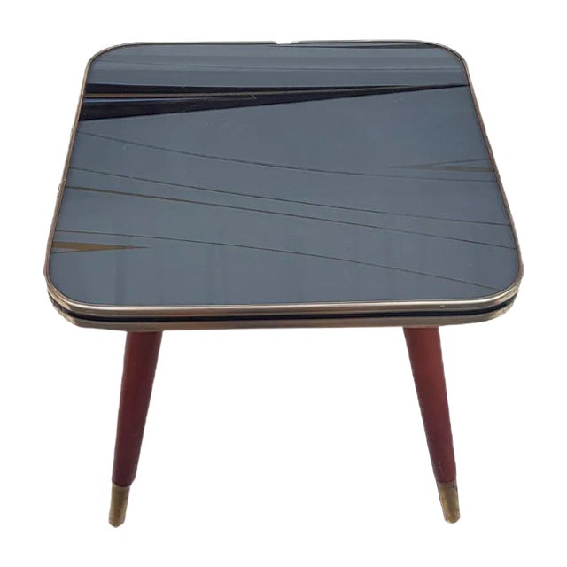 Flower Stand with Grey-Black Glass Top, 1950s For Sale