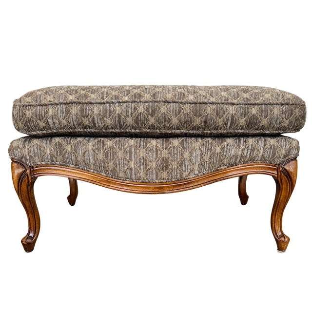 Late 20th Century French Provincial Bergère Chair and Matching Ottoman Set For Sale - Image 10 of 16