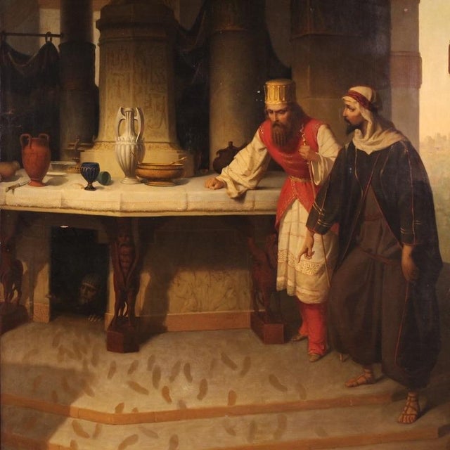 Carlo De Notaris, The Prophet Daniel Reveals the Deceit of the Priests of Baal to Cyrus, 1880, Oil on Canvas For Sale - Image 3 of 16