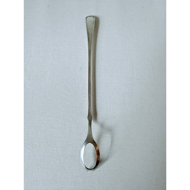 Victorian Pierced Bowl Long Handle Olive Spoon, Wm Rogers, Silverplate, 1908 For Sale - Image 3 of 8