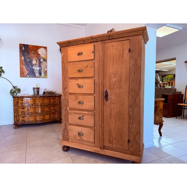 Paint Antique Baroque Bread Cabinet in Softwood, 1800s For Sale - Image 7 of 13