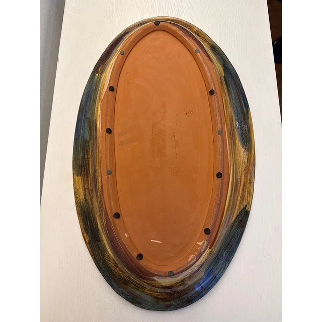 1990s Large Scale Quebec Contemporary Majolica Decorative Platter – Attributed to Lucie Ricard For Sale - Image 6 of 7