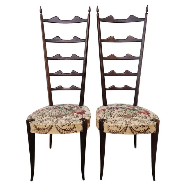 Set of High Backrest Chiavari Chairs in Mahogany attributed to Paolo Buffa Pair, Italy, 1950s For Sale - Image 12 of 12