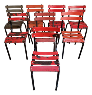Vintage French Metal Bistro Chairs, 1970s, Set of 8