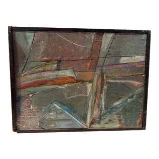 Vintage Abstract Post Modern Oil Painting on Wood by William Conger For Sale