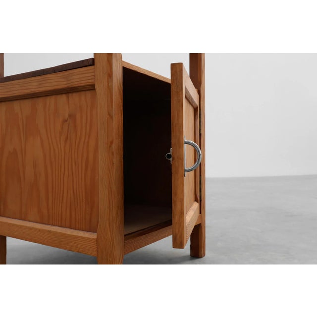 1940s Vintage French Art Deco Nightstand in Pine, 1940s For Sale - Image 5 of 13