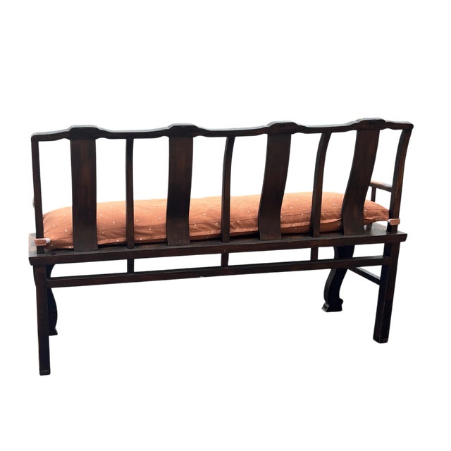 Antique Hand-Carved Solid Elmwood Bench for Mudroom, Entry or Bedroom For Sale - Image 9 of 11