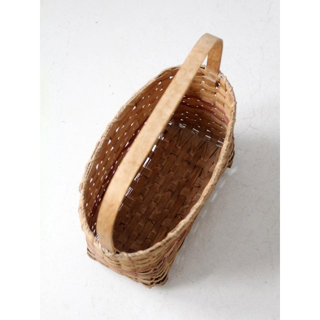 Mid 20th Century Vintage Footed American Splint Basket For Sale - Image 5 of 8
