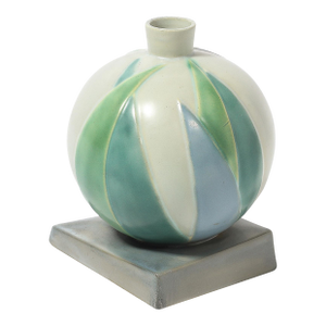 Art Deco Roseville Futura Ceramic Vase With Bamboo Leaf Design by Frank Ferrell