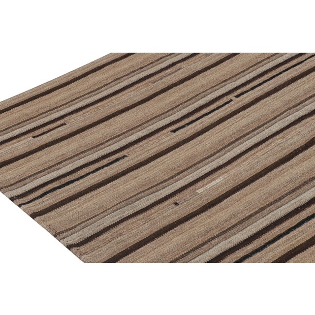 1950s 1950s Vintage Persian Kilim in Beige-Brown Stripes by Rug & Kilim For Sale - Image 5 of 8
