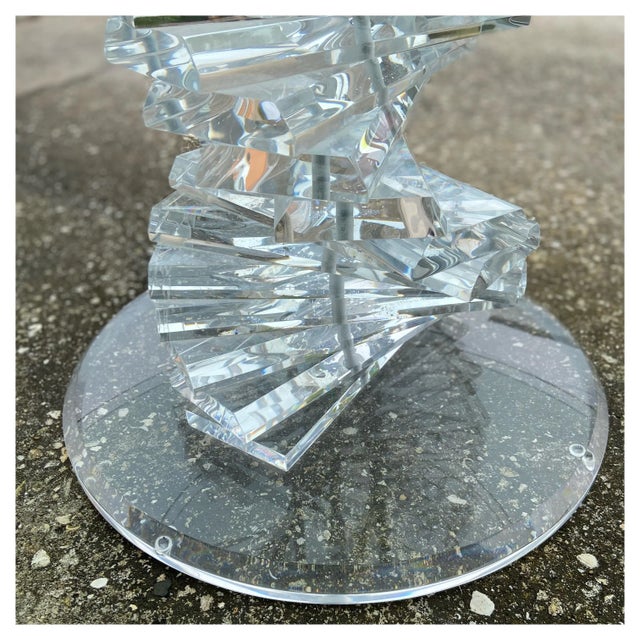 Modern Modern Stacked Lucite Helix Spiral Base Coffee Table For Sale - Image 3 of 11