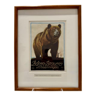 Late 20th Century Ludwig Hohlwein Bären-Brauerei Schwenningen Bear Beer Print Framed For Sale