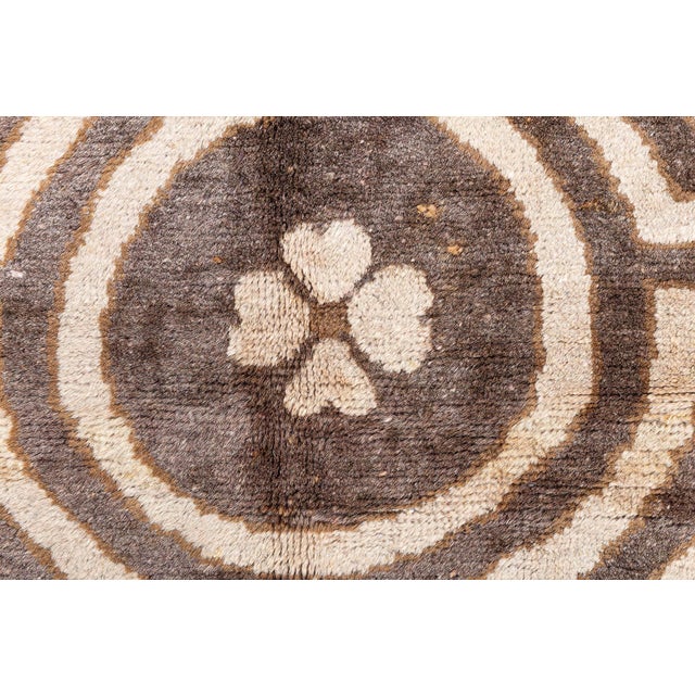 Antique Chinese Mongolian Rug Size: 8'7" × 11'1" (261 × 337 cm) Understated yet visually impactful, this antique Mongolian...