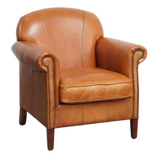 Cognac-Colored Chair in Cowhide For Sale