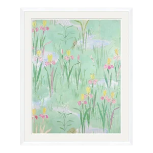 Fleurs Vertes II Art Print in White Frame by Paule Marrot
