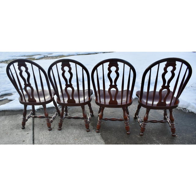 E R Buck Americana Maple Windsor Dining Chairs Set 4 Spindle Back Bullseye 70s For Sale - Image 10 of 13