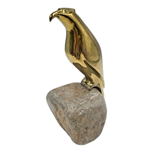 Sarreid Brass Falcon Sculpture on Rock Base