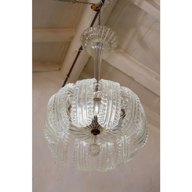 Art Deco Hanging Lamp in Murano Glass by Ercole Barovier for Barovier & Toso, 1930s For Sale - Image 3 of 12