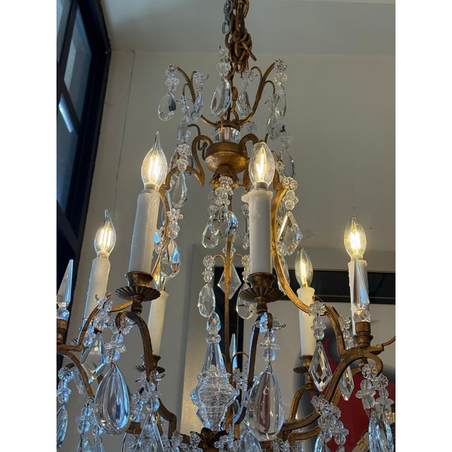 In the Style of Dennis & Leen Golden Crystal Chandelier For Sale - Image 9 of 12