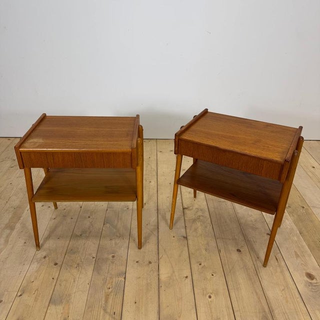 Wood Teak Bedside Tables from AB Carlström, 1960, Set of 2 For Sale - Image 7 of 10