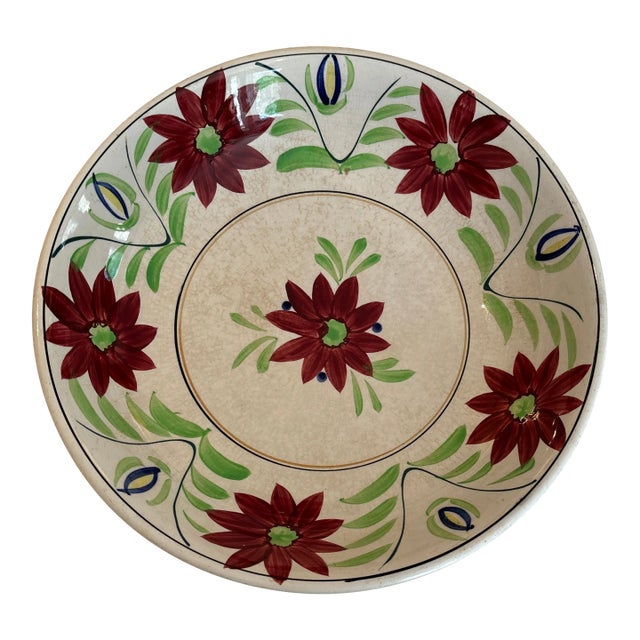 1980s Large Painted Serving Bowl For Sale