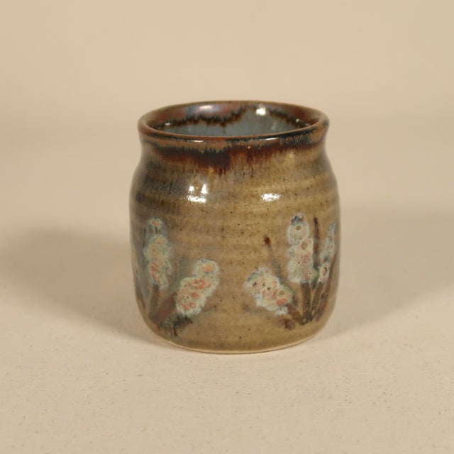 Ceramic Set of Vintage 1982 Studio Pottery Ceramic Mugs With Mixed Glaze and Floral Motifs For Sale - Image 7 of 15