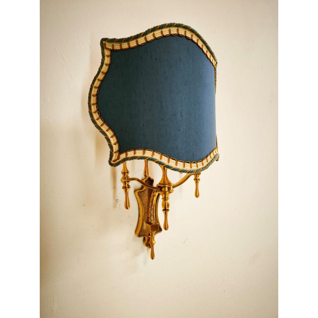 Blue Brass Wall Light with Decorated Fan For Sale - Image 8 of 18