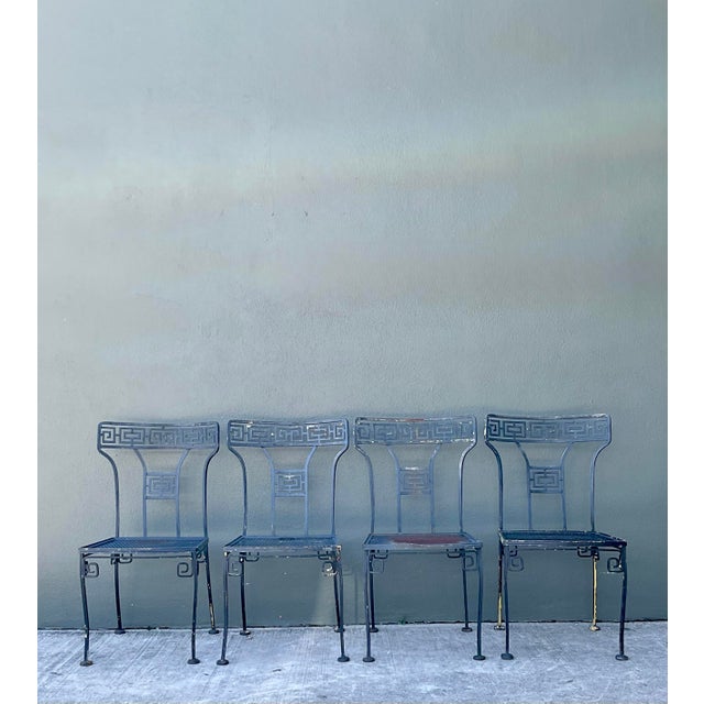 Meadowcraft Vintage Meadowcraft Greek Key Metal Patio Chairs - Set of Four For Sale - Image 4 of 12