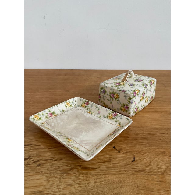 Vintage Hotta Yu Shoten Japanese Chintz Butter Dish - Hand-Painted No. 2748 For Sale - Image 14 of 18