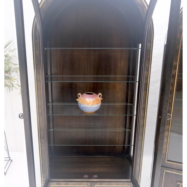 Pair of Burl Wood Dark Olive Green Dome Shape Vitrine Cabinets Mastercraft MINT For Sale - Image 14 of 18