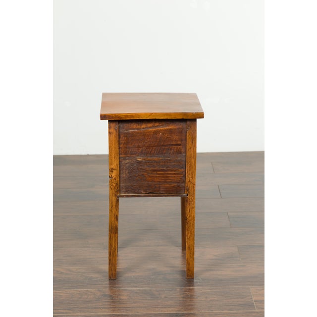 Petite French 1870s Walnut Side Table with Tambour Door and Tapering Legs For Sale - Image 10 of 10
