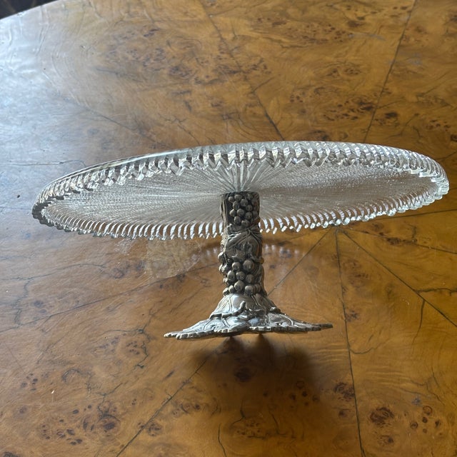 Hollywood Regency Arthur Court Designs Cast Aluminum and Ribbed Glass Epergne or Pedestal Platter For Sale - Image 3 of 13