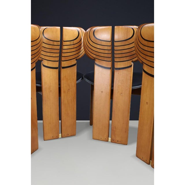 Africa Chairs in Walnut and Leather by Afra and Tobia Scarpa for Maxalto, Italy 1975, Set of 4 For Sale - Image 11 of 13