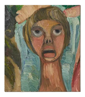 1990s Ugo Di Portanova Art Brut Oil on Canvas Painting