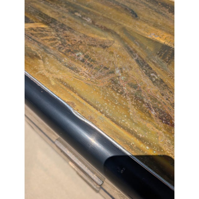 Mastercraft 1970s Acid-Etched Brass & Ebony Lacquer Chest by Bernhard Rohne for Mastercraft For Sale - Image 4 of 12