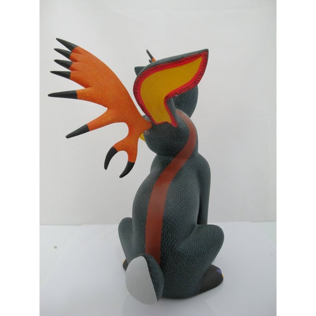 Alebrije Carved Wood Jackalope Rabbit Oaxaca Mexico Folk Art Figurine Sculpture For Sale In Portland, OR - Image 6 of 17