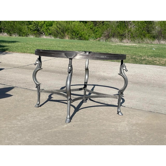 Late 20th Century Jansen Style Cast Steel Horse Center Table For Sale - Image 5 of 11