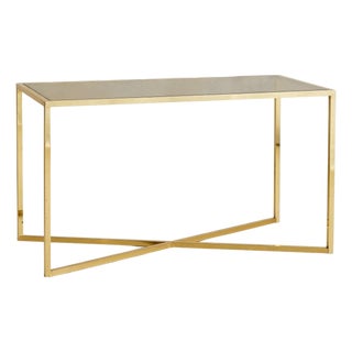 French Brass X-Base Desk with Smoked Glass Top, 1970s - 2 Available For Sale