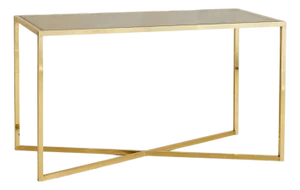 French Brass X-Base Desk with Smoked Glass Top, 1970s - 2 Available